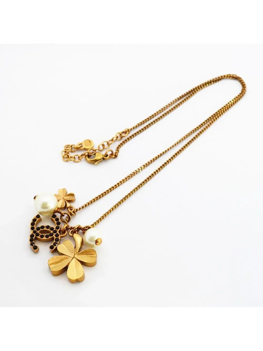 Chanel Cc Logo Clover Pendant Necklace #288078C90B